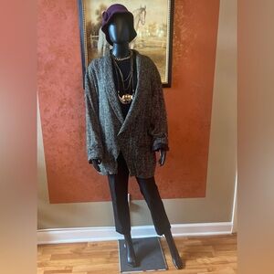 Vintage Chevalier 100%silk Elegant Black and White Women's Blazer